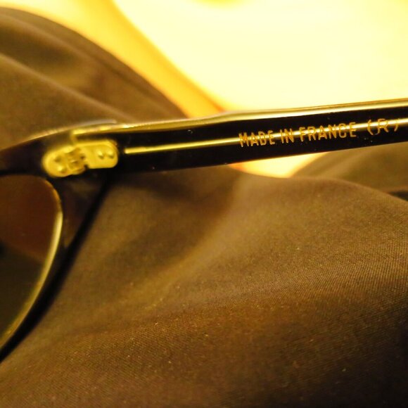 RARE 1950s Vintage Authentic French Sunglasses Winged Cat-Eye Shape Black New main image 6